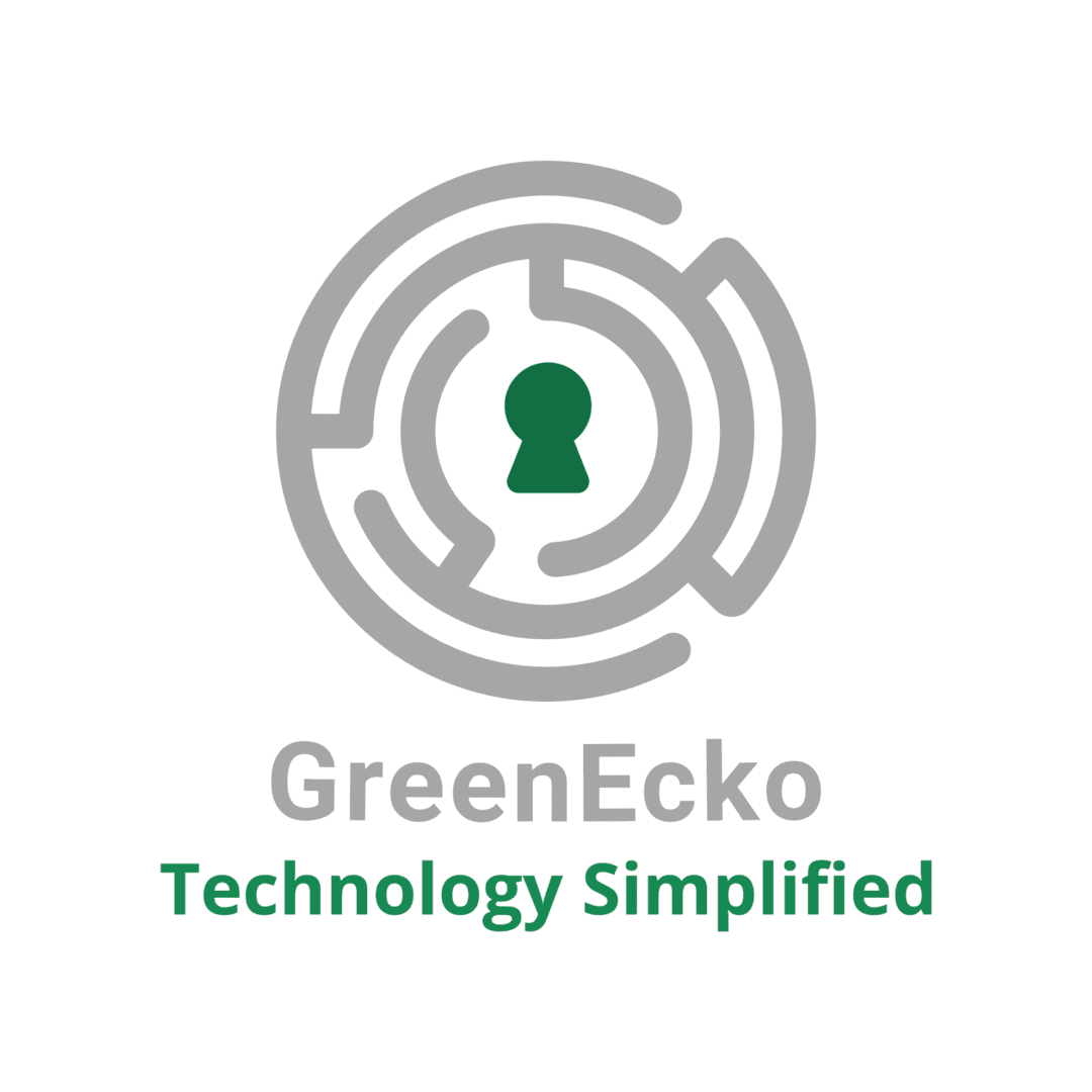 A logo of the company greenecko.